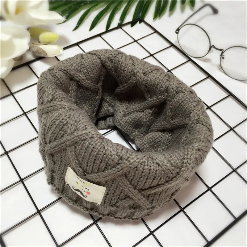VISROVER Girls Boys Knitted Lic Scarf Baby Kids Snood Ring Infinity Cashmere Scarfs Loop Neck Circle Warm Scarves Neckerchief