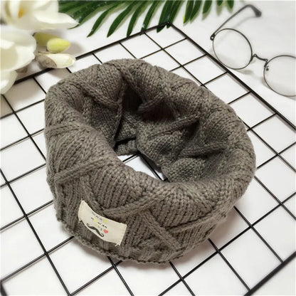 VISROVER Girls Boys Knitted Lic Scarf Baby Kids Snood Ring Infinity Cashmere Scarfs Loop Neck Circle Warm Scarves Neckerchief