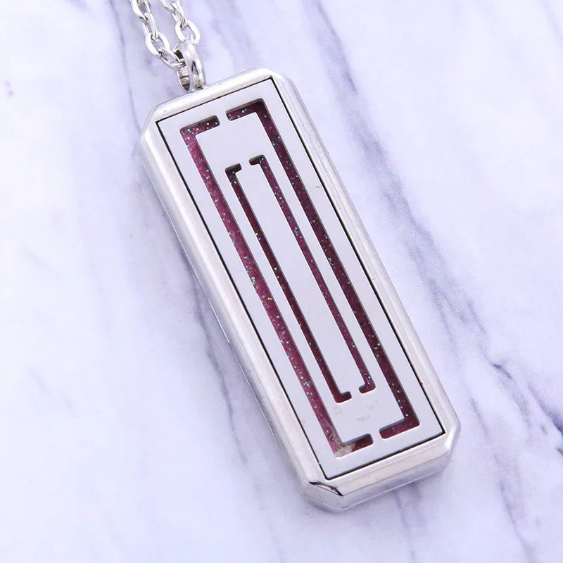 Square Stainless Steel Magnetic Aromatherapy Diffuser Necklace Jewelry Perfume Locket Pendant Essential Oil Locket Necklace