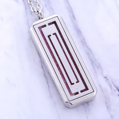 Square Stainless Steel Magnetic Aromatherapy Diffuser Necklace Jewelry Perfume Locket Pendant Essential Oil Locket Necklace