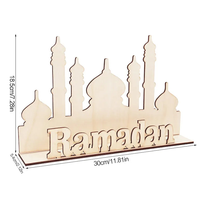 Wooden EID Mubarak Decoration Ramadan Mubarak Ornaments Islamic Muslim Pendant Eid Al Adha Party Supplies Ramadan Kareem