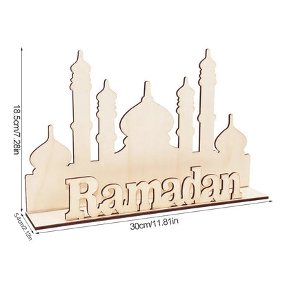 Wooden EID Mubarak Decoration Ramadan Mubarak Ornaments Islamic Muslim Pendant Eid Al Adha Party Supplies Ramadan Kareem