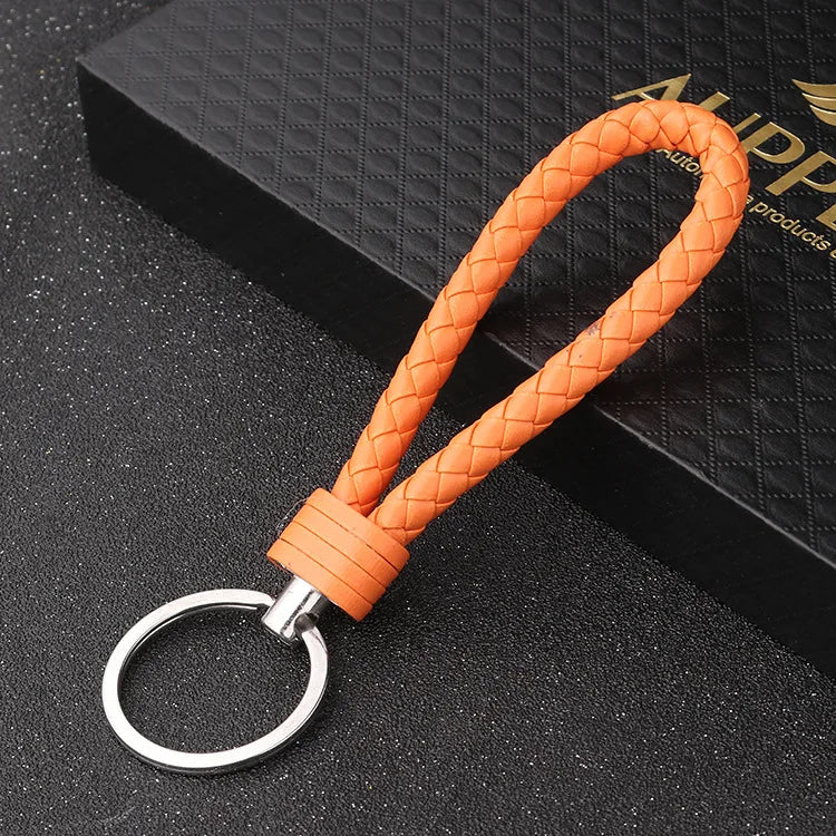 Handmade Knitted Rope Making Leather Rope Keychain for Women Men Rope for Hanging Bags Key Chain Porte Clef Chaveiro Keychains
