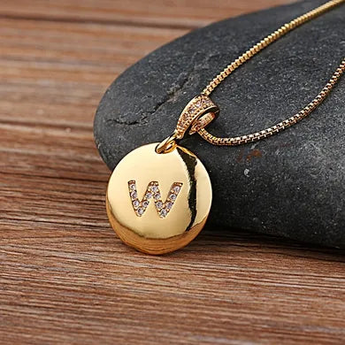 Nidin Women Girls Initial Letter Necklace 26 A-Z Charm Neck Pendants Copper CZ Jewelry Personal