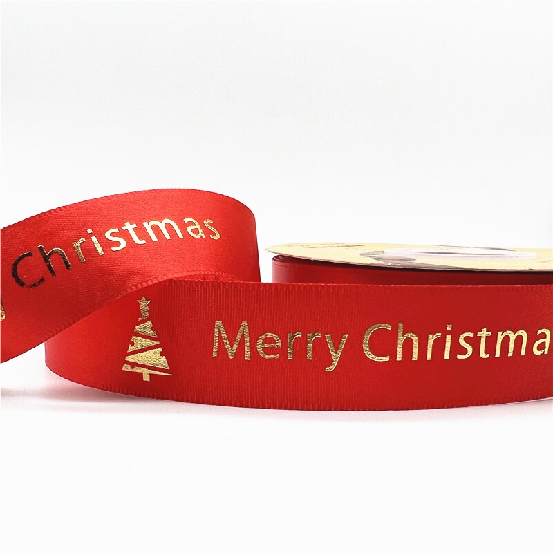 5yards 1inch 25mm Christmas Ribbon Printed Christmas Polyester Ribbon for Handmade Design Christmas Decoration DIY