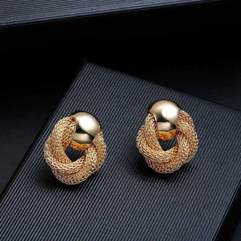 ZA Metal Maxi Statement Vintage Clip on Earrings Without Piercing  for Women Earrings Party Jewelry
