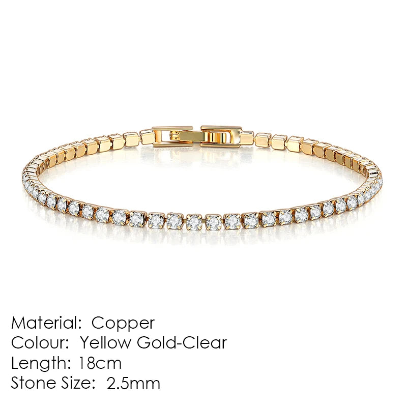 ZHOUYANG Tennis Bracelet for Women Luxury Style 4 Color 4 Claws Mosaic Cubic Zirconia Silver Color Jewelry