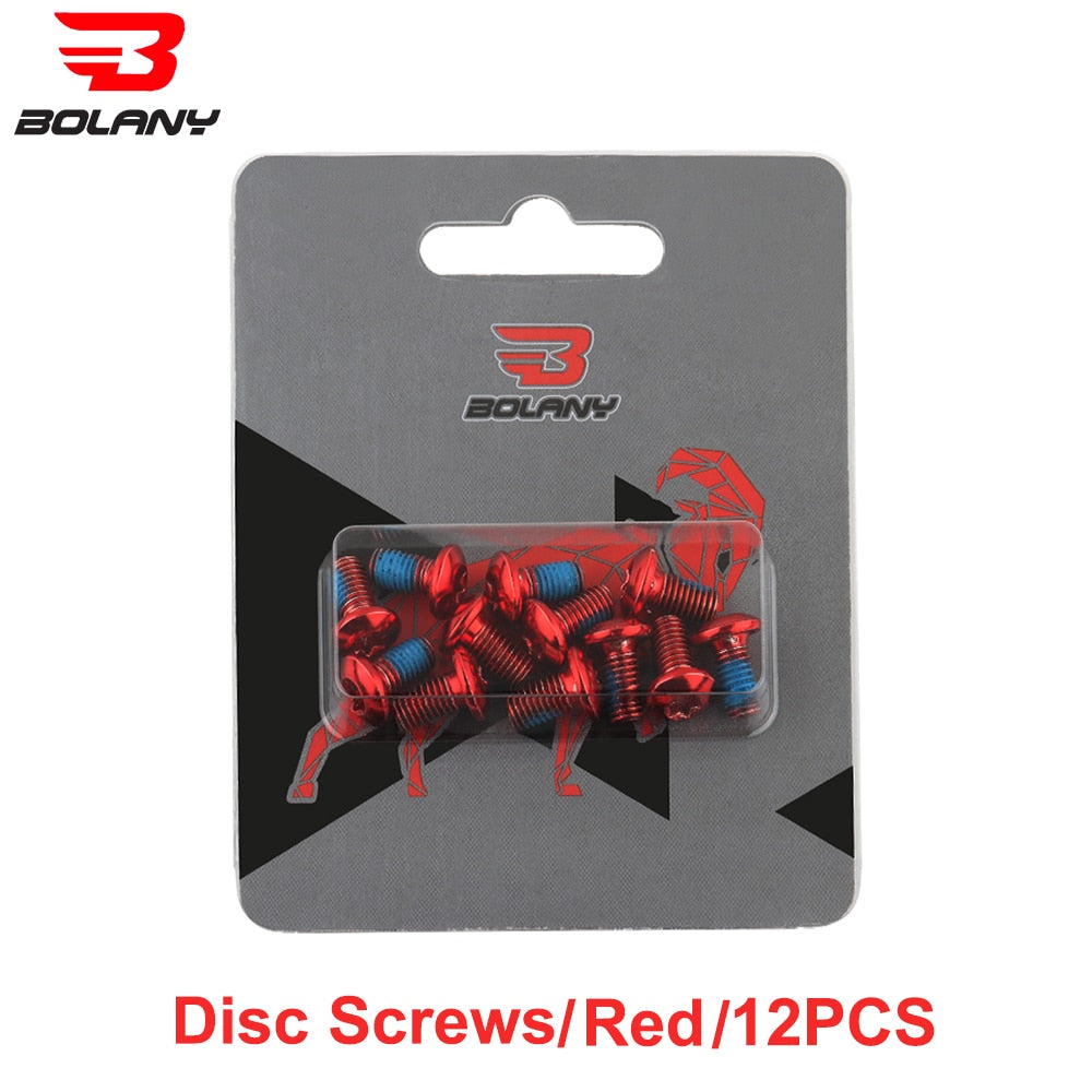 Bolany 12Pcs Bicycle Brake Disc Screws Bolt Rotor Replacement Cycling Colorful 1.8g for Mountain Bike Accessories