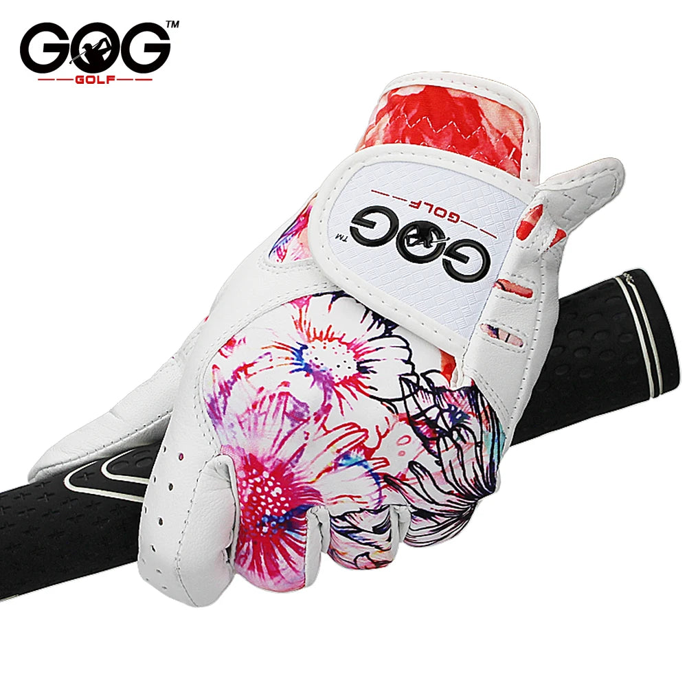 GOLF GLOVES 1 Pair GOG SHEEPSKIN Leather + Lycra Brand New Left / Right Hand for Women Lady Sports Glove