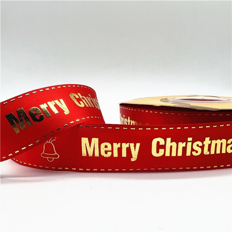 5yards 1inch 25mm Christmas Ribbon Printed Christmas Polyester Ribbon for Handmade Design Christmas Decoration DIY