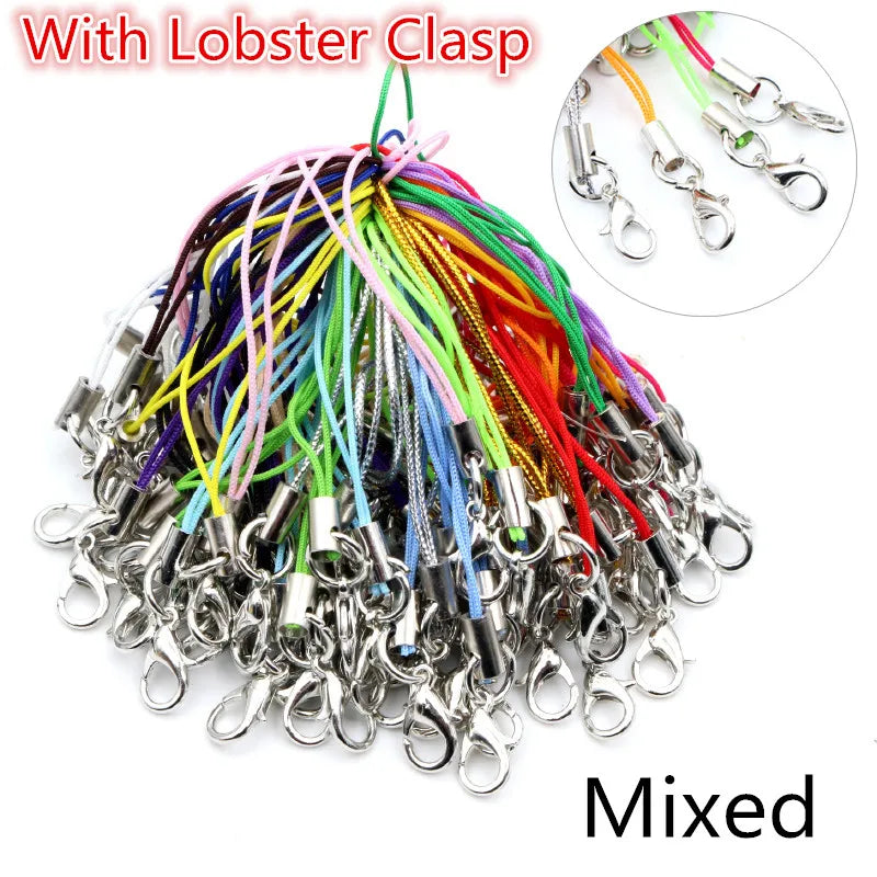 100pcs Lanyard Lariat Strap Cords Lobster Clasp Rope Keychains Hooks Mobile Set Charms Keyring Bag Accessories Key Ring