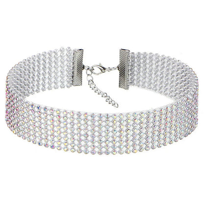 SUMENG 2024 European Style Women Bundle Neck Element Necklace Jewelry Punk Hip Hop Choker Inlay Rhinestone Collar
