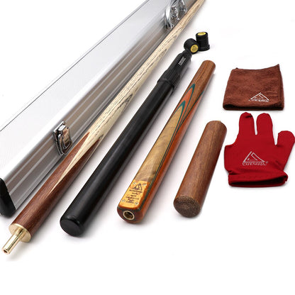 CUESOUL 57" Snooker Cue Handcraft 3/4 Jointed With Mini Butt End Extension Packed in Aluminium Cue Case and Cue Joint Protector