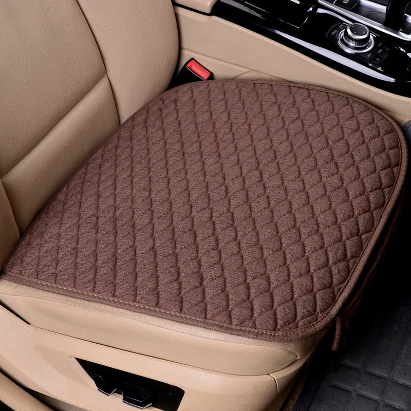 Flax Car Seat Covers Front Rear Full Set Choose Car Seat Cushion Linen Fabric Seat Pad Protector Car Accessories Anti-Slip