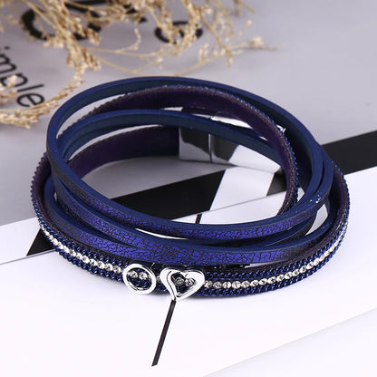 HOCOLE Fashion Gem Rhinestone Magnetic Leather Bracelets & Bangles Bohemian Handmade Multilayer Wrap Jewelry Women Pulseira