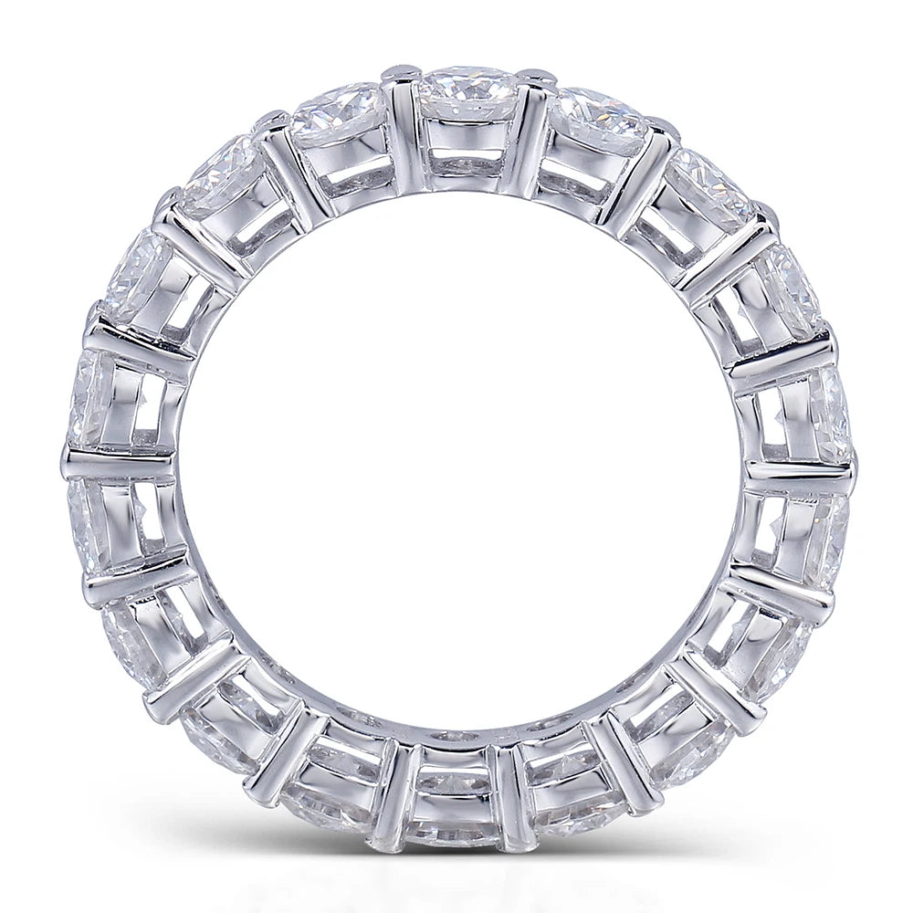 925 SILVER PAVE SETTING FULL SQUARE Simulated Diamond CZ ETERNITY BAND ENGAGEMENT WEDDING Stone Rings Size 5,6,7,8,9,10,11,12
