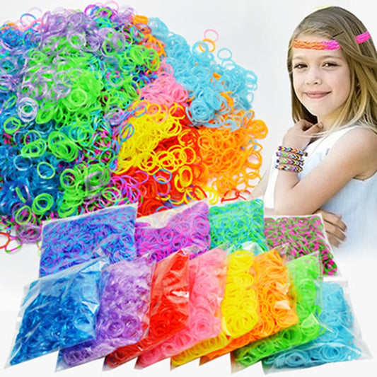 1800pcs Rubber Loom Bands Diy Toys for Kids Lacing Bracelets Girls Hair Rubber Bands Refill Make Woven Bracelet