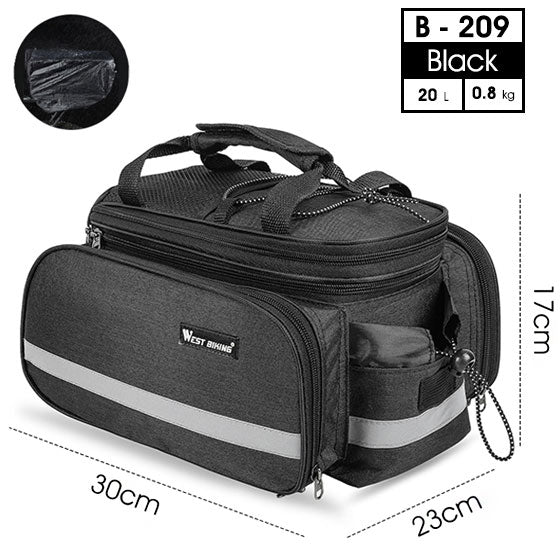 WEST BIKING Waterproof 3 in 1 Expandable Bicycle Trunk Bag Mountain Bike Rear Seat Cargo Carrier Cycling Travel Luggage Pannier