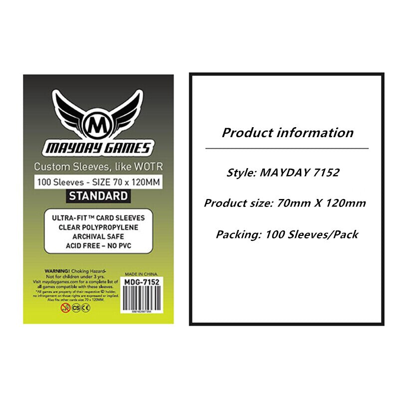 100 Sleeves Board Games MAYDAY Card Game Sleeve Protector Protective Clear Cards Sleeves