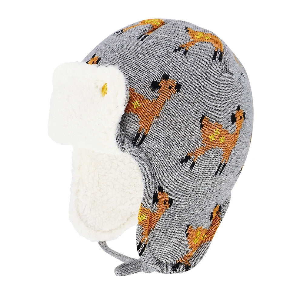 Winter Warm Cartoon Animal Baby Hats Infant Toddlers Boys Girls Warm Caps Soft Eargflap Hat Beanies Cap Pilot Cap for 0-4 Years