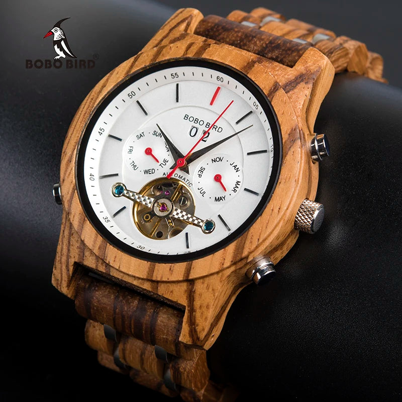 BOBO BIRD Mechanical Watches Men Top Brand Luxury Wooden Watch Montre Homme Automatique W-Q27