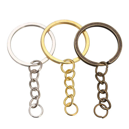 Louleur Key Chain Key Ring Keychain Bronze Rhodium Gold Color 28mm Long Round Split Keyrings DIY Jewelry Making