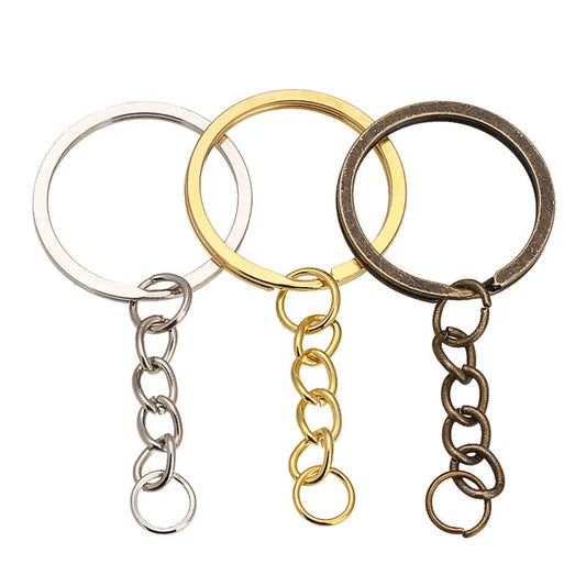 Louleur Key Chain Key Ring Keychain Bronze Rhodium Gold Color 28mm Long Round Split Keyrings DIY Jewelry Making