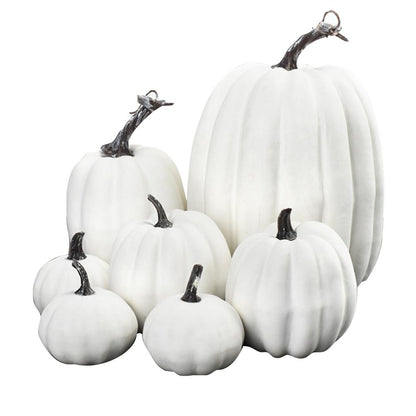 7pcs Artificial Pumpkin Mold White Yellow Halloween Thanksgiving Autumn Harvest Pumpkin Props for Home Halloween Decoration