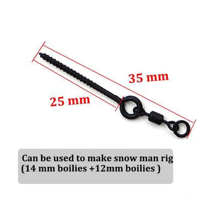 10PCS Boilie Screw With Mirco Ring Swivel for Ronnie Rig D-Rig Chod Rig Terminal Tackle Bait Holder Screw Carp Fishing Accessory