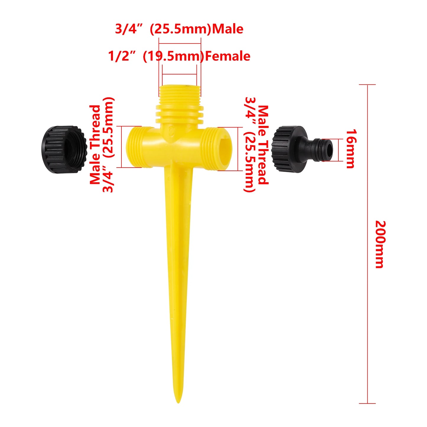 Double Outlet Impact Rocker Sprinkler Nozzle 360 Degree Rotary Jet Agricultural Garden Irrigation Sprinklers 1/2" Male Thread