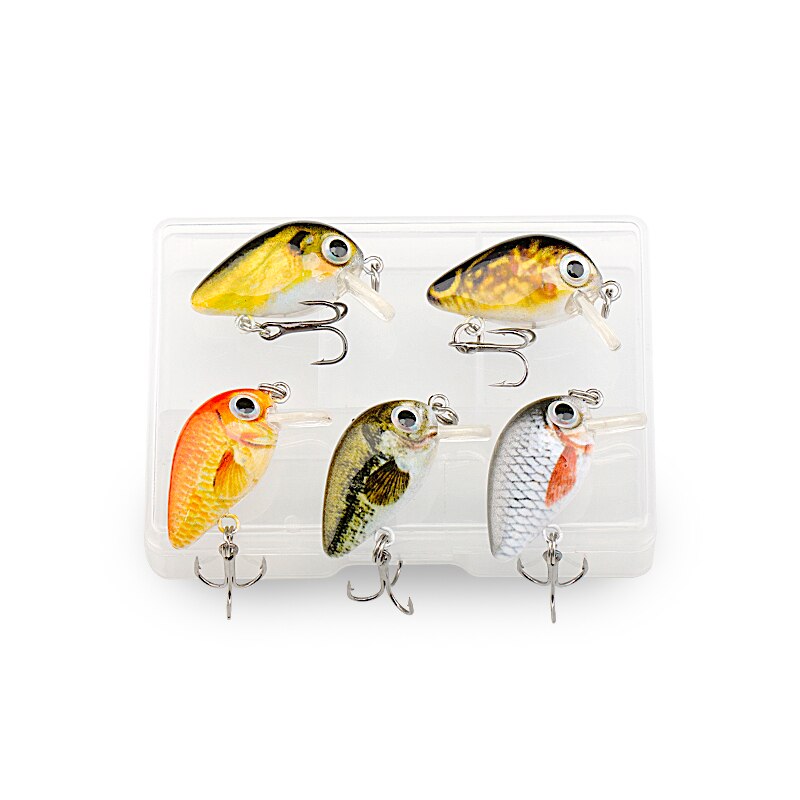 TREHOOK 5pcs 1.5g 3cm Mini Wobblers/Crankbait Fishing Lure Artificial Bait Hard Floating Wobbler for Fish Bass Fishing Tackle
