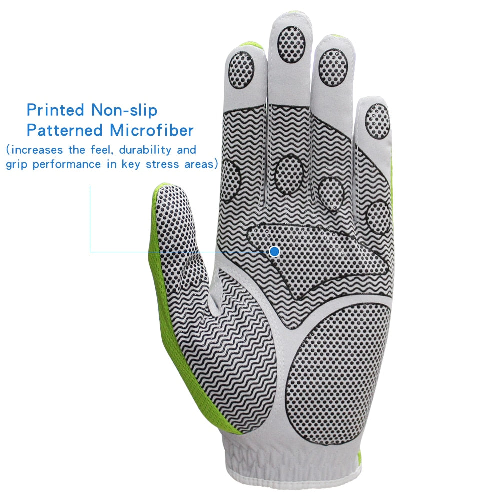 Pack 1 Pcs/Pair Efunist Golf Glove Men Left Hand Breathable Green 3D Performance Mesh Non-Slip Micro Fiber Golf Gloves Mens Man