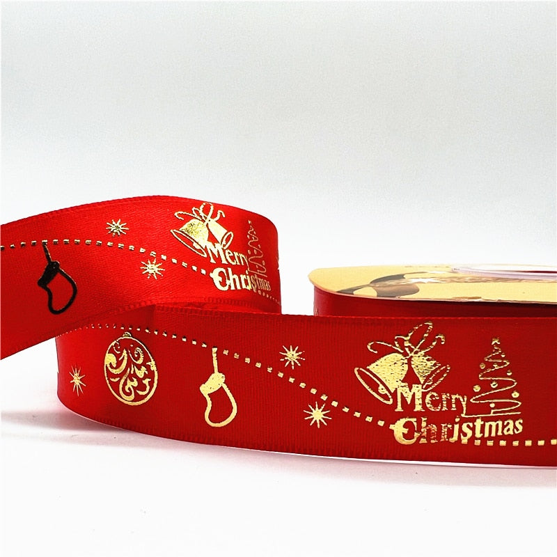5yards 1inch 25mm Christmas Ribbon Printed Christmas Polyester Ribbon for Handmade Design Christmas Decoration DIY