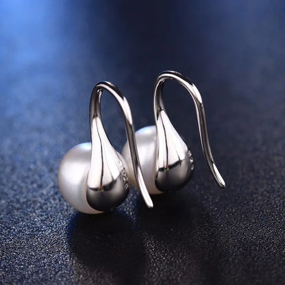 HENGSHENG Trendy Jewelry Earrings 8-9mm Black 100% Nature Freshwater Pearl Earring for Women 925 Silver Earrings