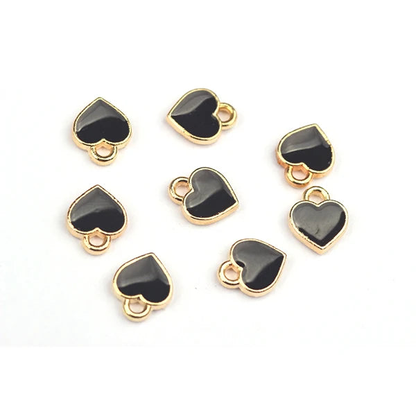 50pcs 8mm Zinc Alloy Enamel Charms Mini Sweet Heart Charms for DIY Necklaces Bracelets Jewelry Accessories