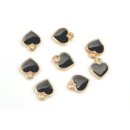 50pcs 8mm Zinc Alloy Enamel Charms Mini Sweet Heart Charms for DIY Necklaces Bracelets Jewelry Accessories
