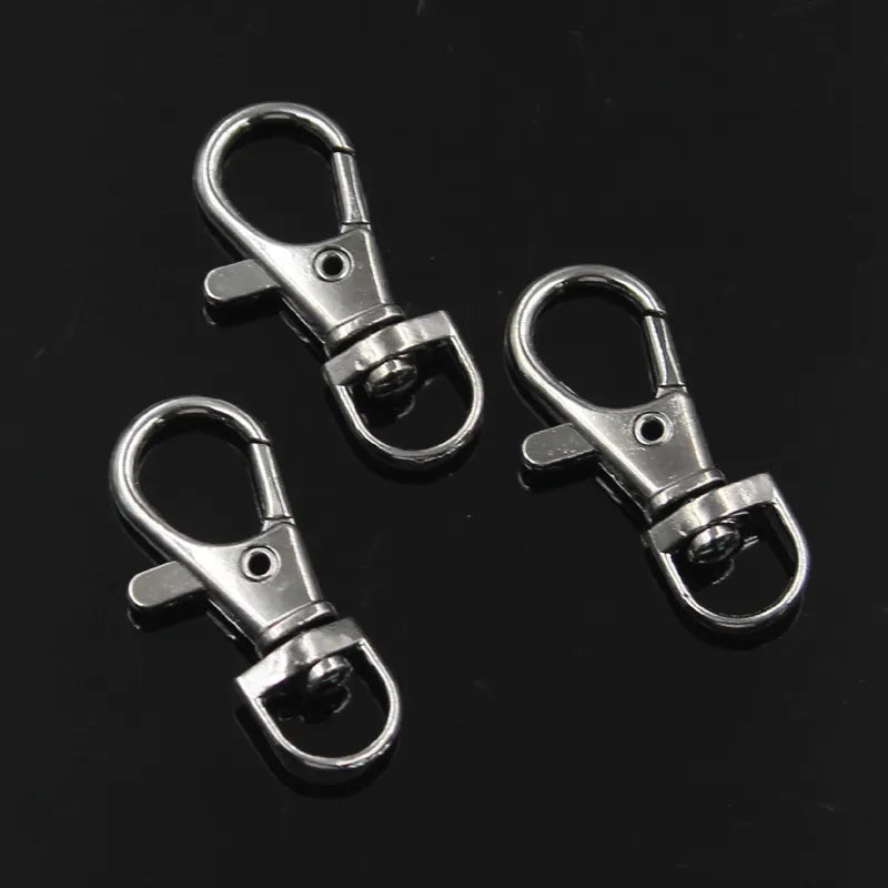 10pcs Silver Color Rhodium Lobster Clasp Clips Key Hook Keychain Split Key Ring Findings Clasps DIY Keychains Making