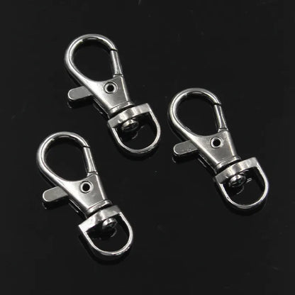 10pcs Silver Color Rhodium Lobster Clasp Clips Key Hook Keychain Split Key Ring Findings Clasps DIY Keychains Making