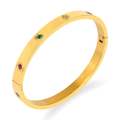 FYSARA Luxury Brand Crystals Love Bangles Cubic Zirconia Bracelets Couple Luxuxy Jewelry Stainless Steel Bangles for Women