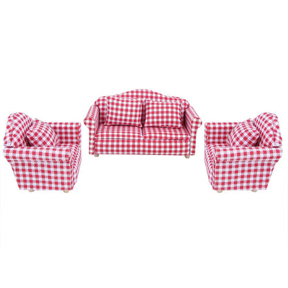 1/12 Miniature Sofa Simulation Dollhouse Sofa Living Room Furniture Children Doll House DIY Pretend Play Role Toys