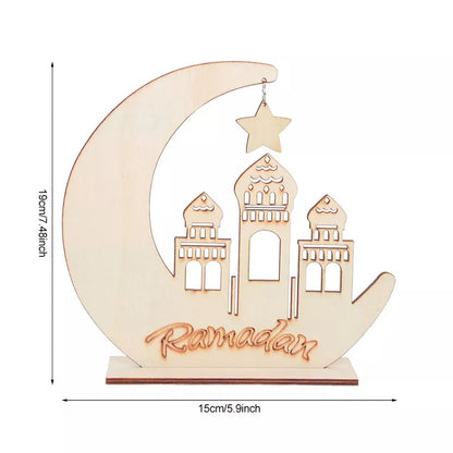 Wooden EID Mubarak Decoration Ramadan Mubarak Ornaments Islamic Muslim Pendant Eid Al Adha Party Supplies Ramadan Kareem