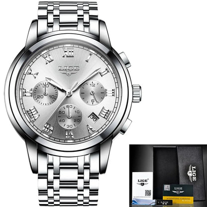 2023 Men Watch Luxury Top Brand LIGE Sport Chronograph Watches Mens Waterproof Full Steel Quartz Clock Watches Relogio Masculino