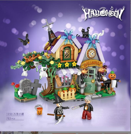 LOZ Mini Blocks Halloween MOC Hut House Pumpkin uCarriage Happy Halloween Learning I-Interactive Assemble Toys Brinquedos