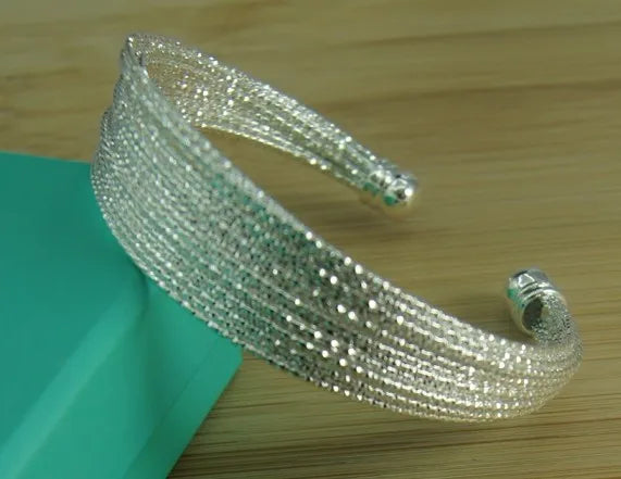 Andara 925 Sterling Silver Round Heart Open Bracelet for Women Jewelry Cuff Bangles