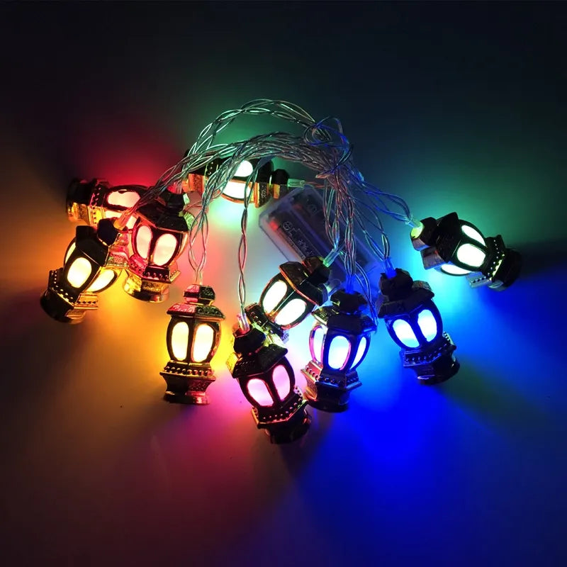 Ramadan Decoration Plastic Lantern Led String Lights Ramadan Kareem Decor Eid Mubarak Al-Fitr Eid Festival Party Supplies