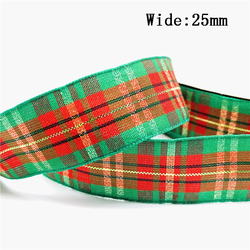 5yards/Lot 25mm Plaid Ribbon Christmas Decor Ribbon for Handmade Design Christmas Decoration DIY