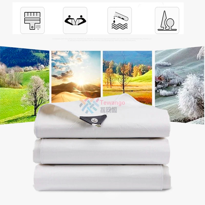 Tewango Heavy Duty Waterproof Tarpaulin Thicking Canvas Outdoor Awning Sunshade Cloth Car Cover Porch Patio Roof