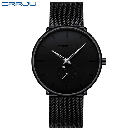 Men Watch CRRJU Watch Women Quartz Dress Watch for Men Dress Watches Fashion Unisex Ultra Thin Wristwatch Relojes Para Hombre