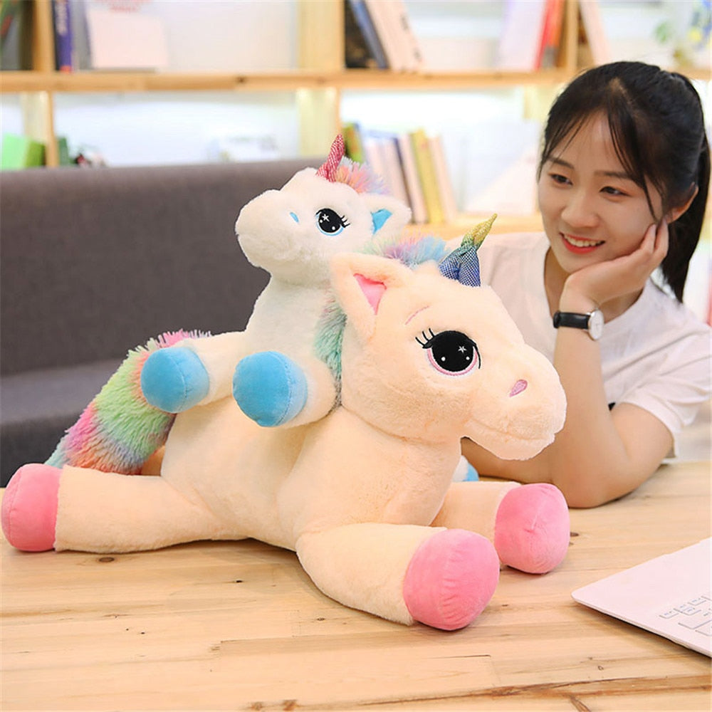 Giant Size 110/60cm Kawaii Unicorn Plush Toy Soft Stuffed Popular Cartoon Doll Animal Horse High Quality Toys for Children Girls