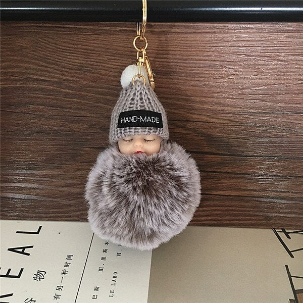 1PCS Cute Cartoon Doll Keychain Fur Ball Plush KeyChain Keyring Women Handbag Car Key Holder Bag Pendant Toys for Kids
